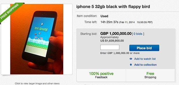 iPhone en eBay con Flappy Bird