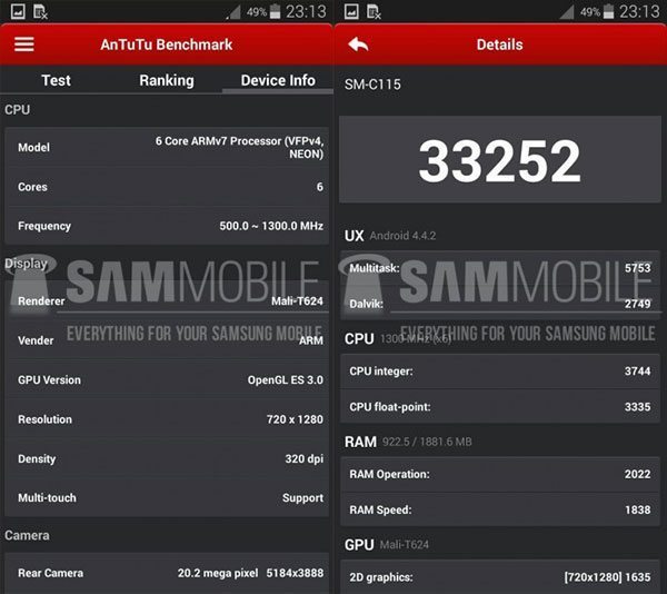 Galaxy S5 Zoom AnTuTu benchmark 2