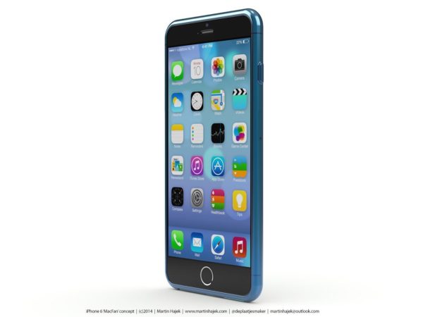 Render iPhone 6 negro y carcasa azul
