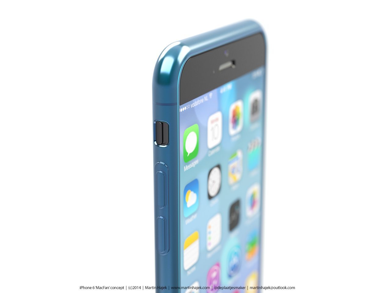 Render iPhone 6 negro y carcasa azul