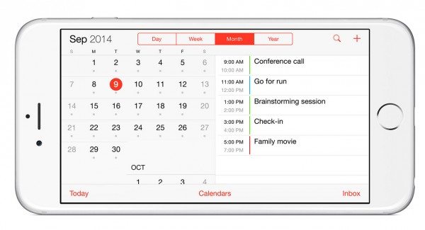 Calendars iOS 8 landscape