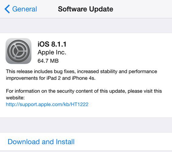 Actualización iOS 8.1.1