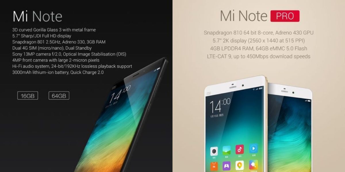 Xiaomi Mi Note Pro y Mi Note