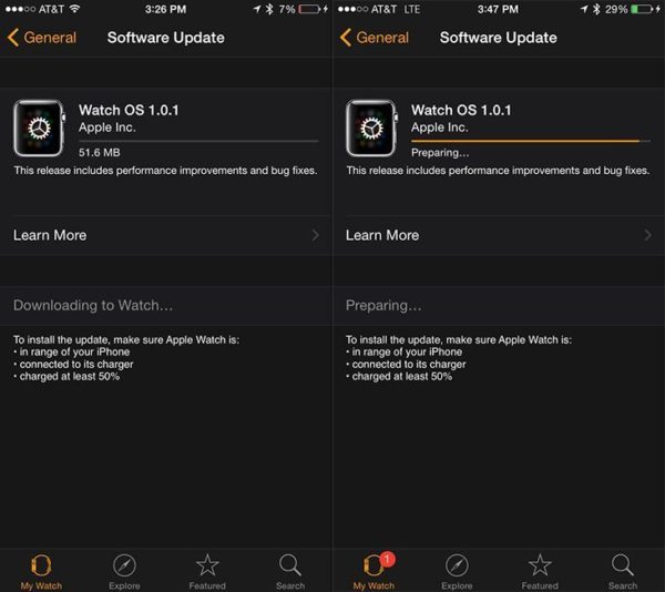 Primera actualización Apple Watch - Watch OS 1.0.1