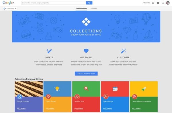 Nueva opción de Collections en Google+