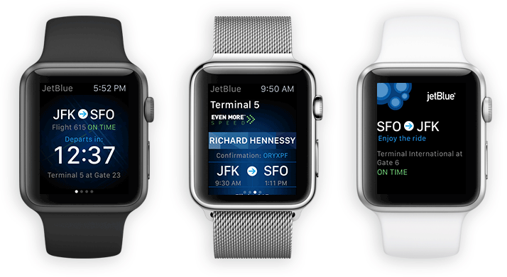 Aplicación JetBlue Apple Watch