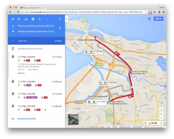 Google Transit en Puerto Rico ATI