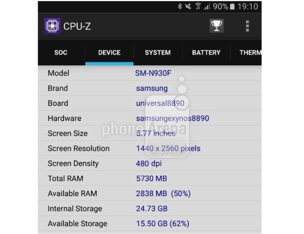 Samsung Galaxy Note 6 características filtradas
